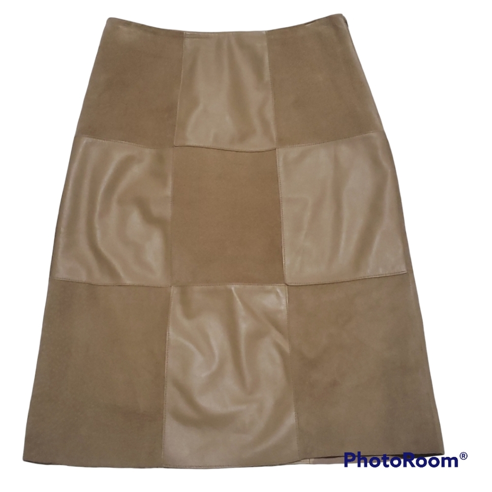 Caslon Skirt Leather Suede Patchwork Fully Lined sz 4
